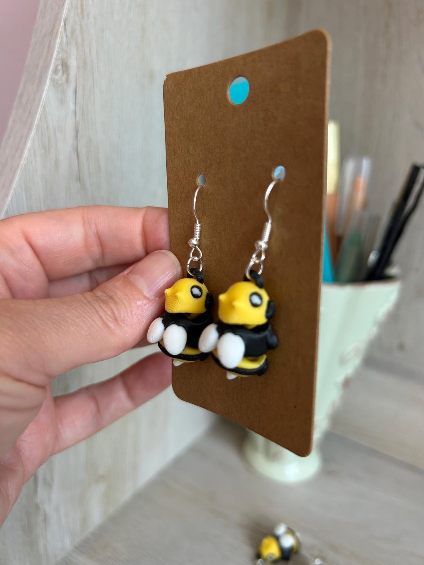 Articulated Bee Dangly Earrings