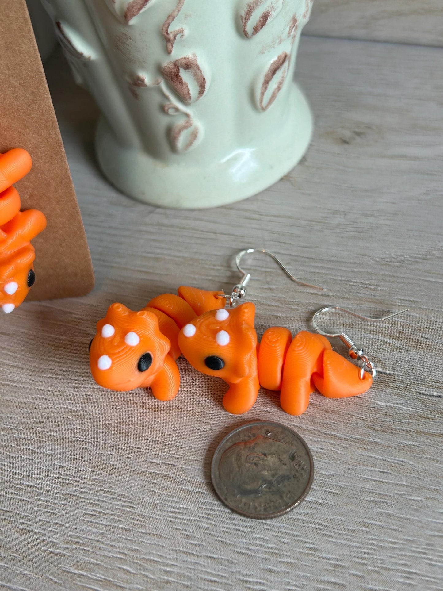 Articulated Triceratops Drop Earrings