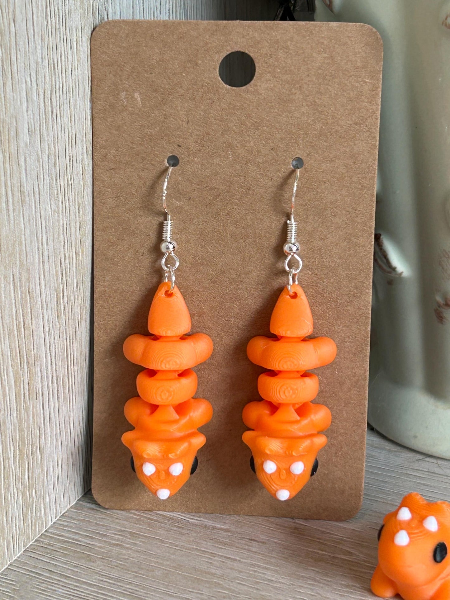 Articulated Triceratops Drop Earrings