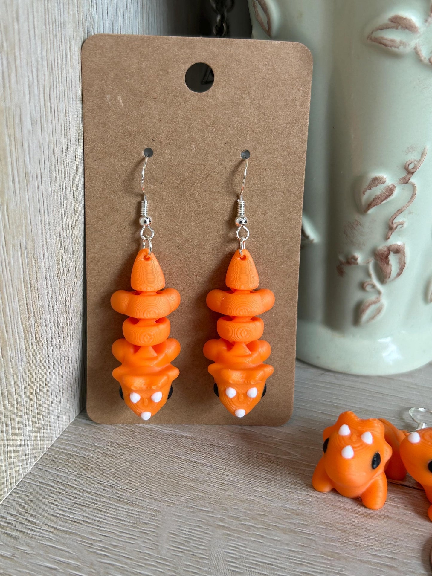 Articulated Triceratops Drop Earrings