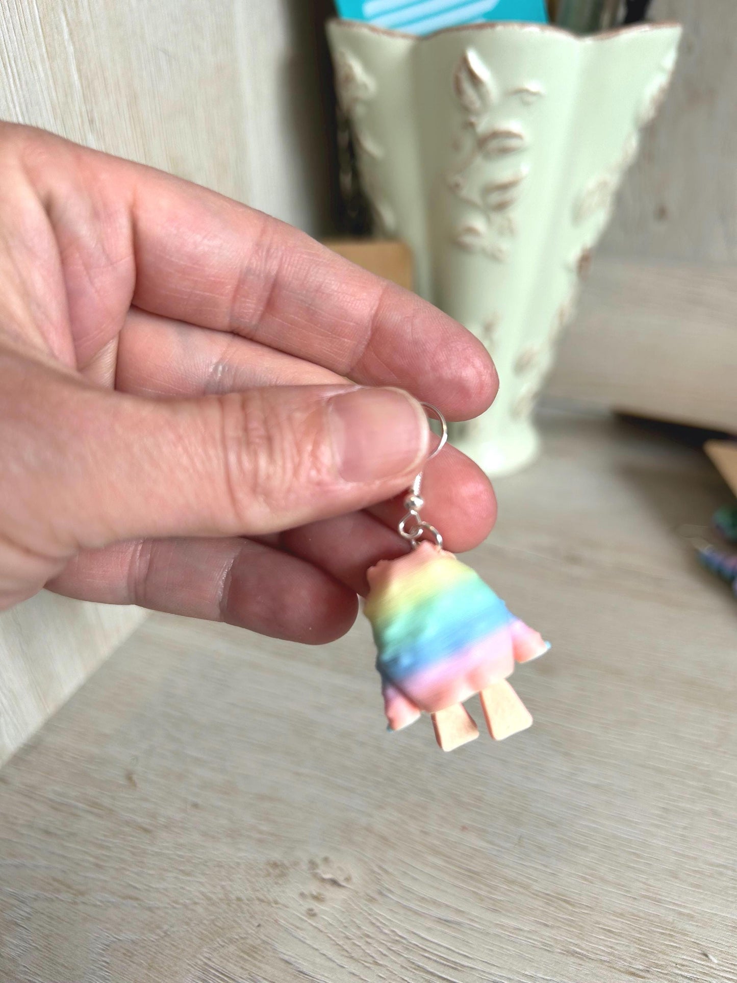 Articulated Rainbow Yeti Drop Earrings