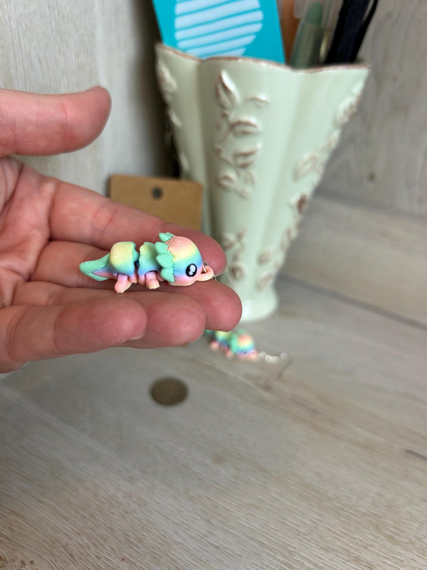 Rainbow Axolotl Articulated Earrings