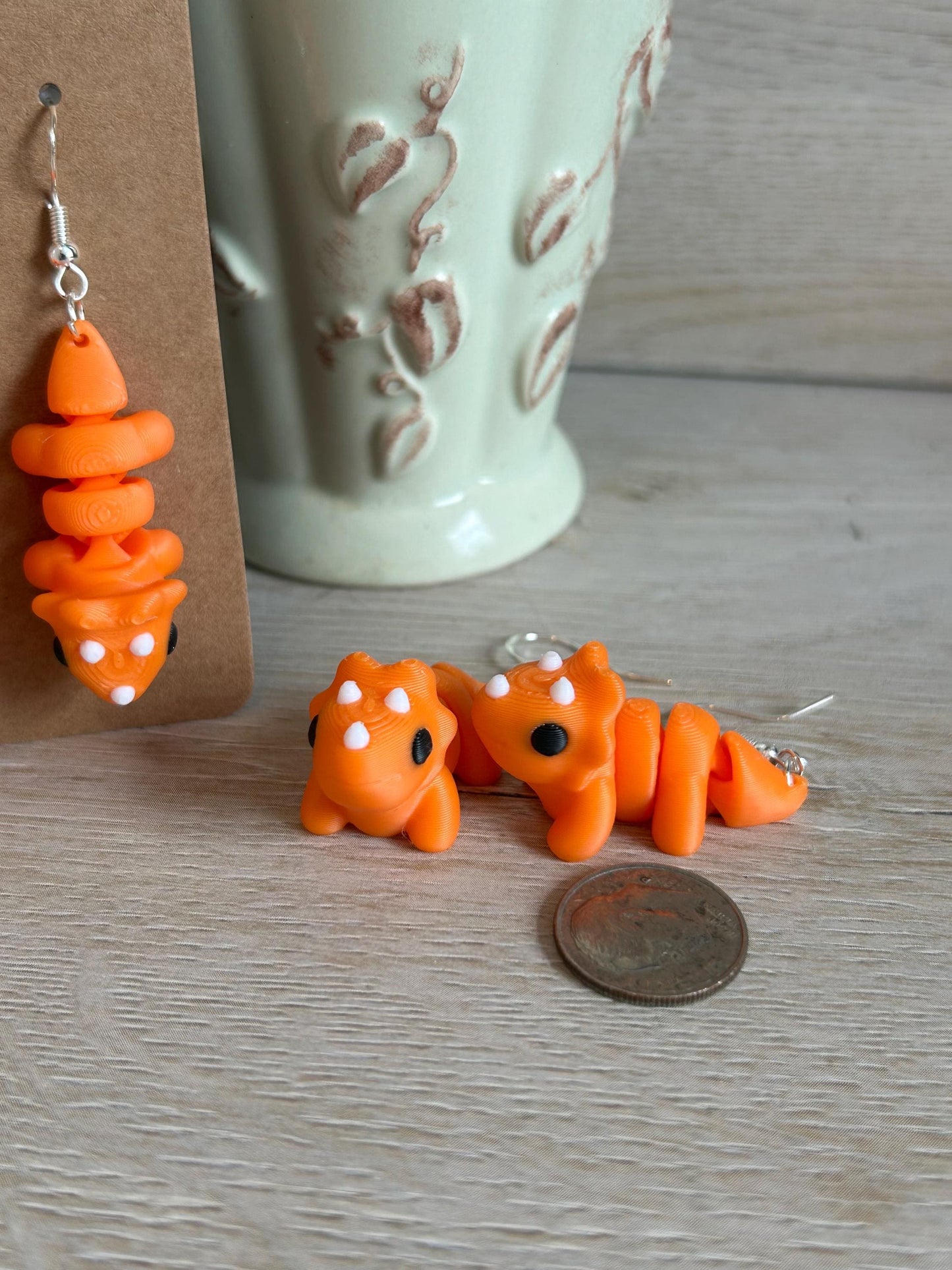 Articulated Triceratops Drop Earrings