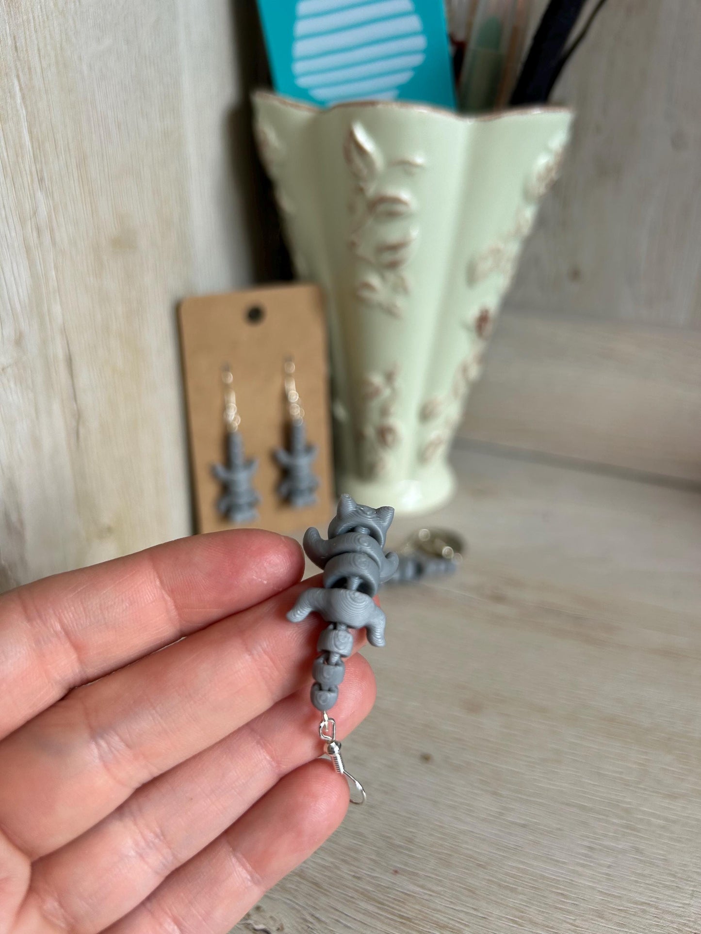 Articulated Dangly Cat Earrings