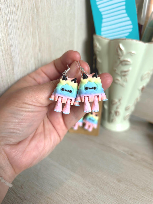 Articulated Rainbow Yeti Drop Earrings
