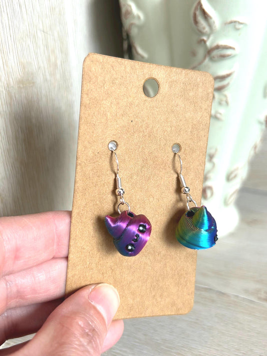 Rainbow Poop Dangly Earrings