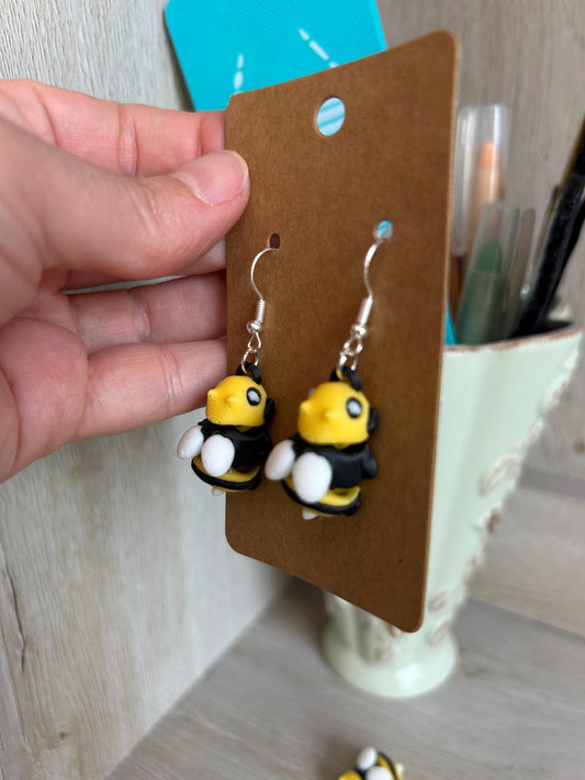 Articulated Bee Dangly Earrings