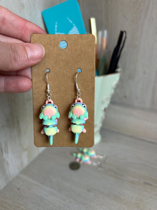 Rainbow Axolotl Articulated Earrings