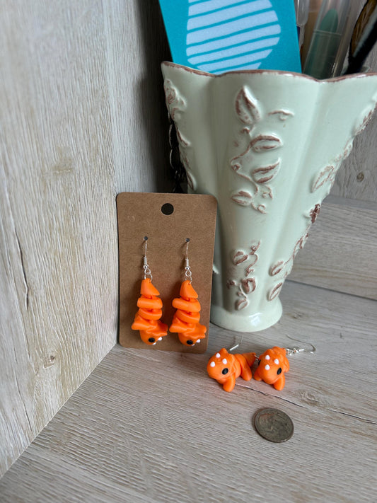 Articulated Triceratops Drop Earrings