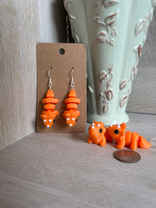 Articulated Triceratops Drop Earrings